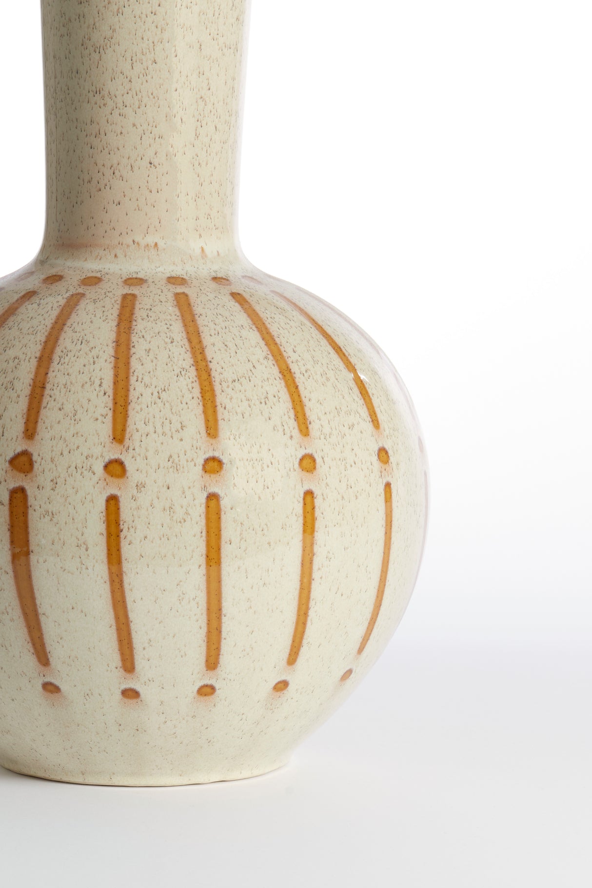 Elegant Ulloa Ceramic Vase in Shiny Cream and Brown - 34x52 cm