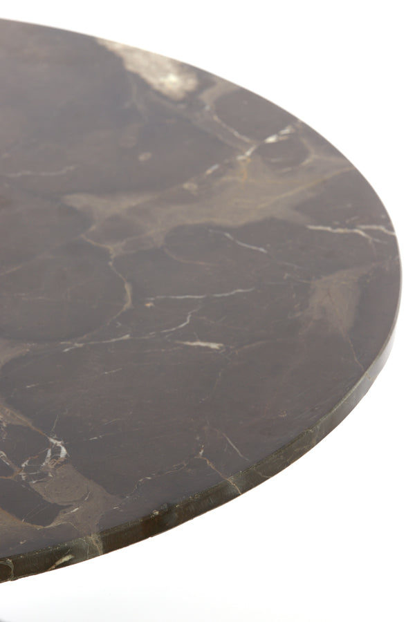 Elegant Round Dark Brown Marble Coffee Table Ø76x36 cm