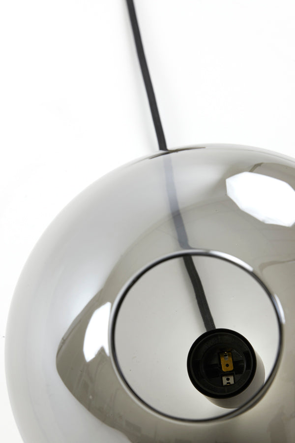 Elegant Black and Smoked Glass Hanging Lamp 25x22.5 cm