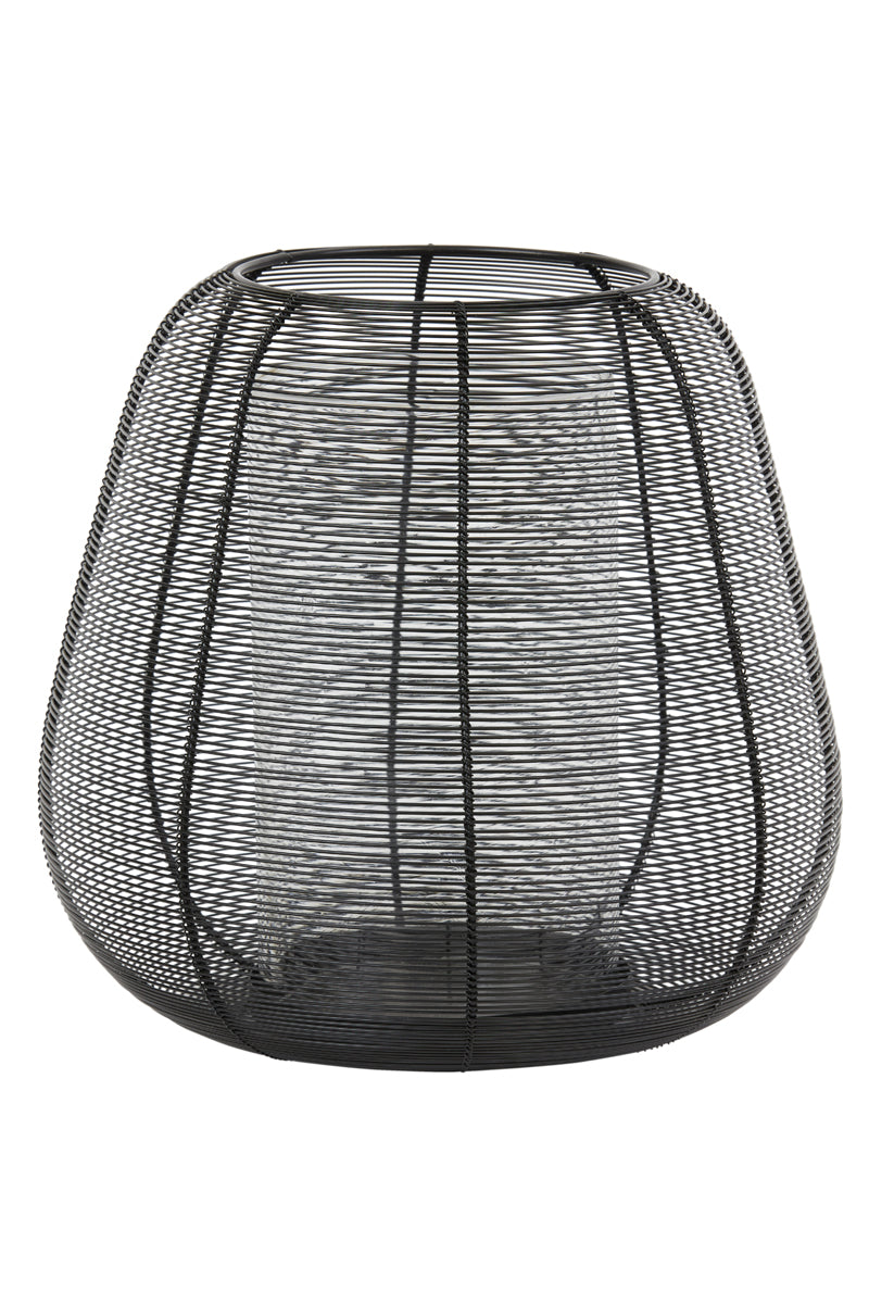 Odeto Hurricane Lantern in Matte Black with Glass - 34x31 cm