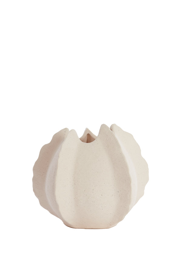 Ceramic Cream Vase, 26.5x26x23 cm, by Kelapa Deco