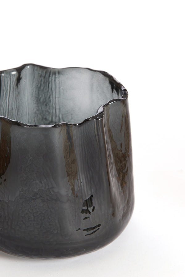 Murada Glass Grey Tealight Holder Ø11x9.5 cm