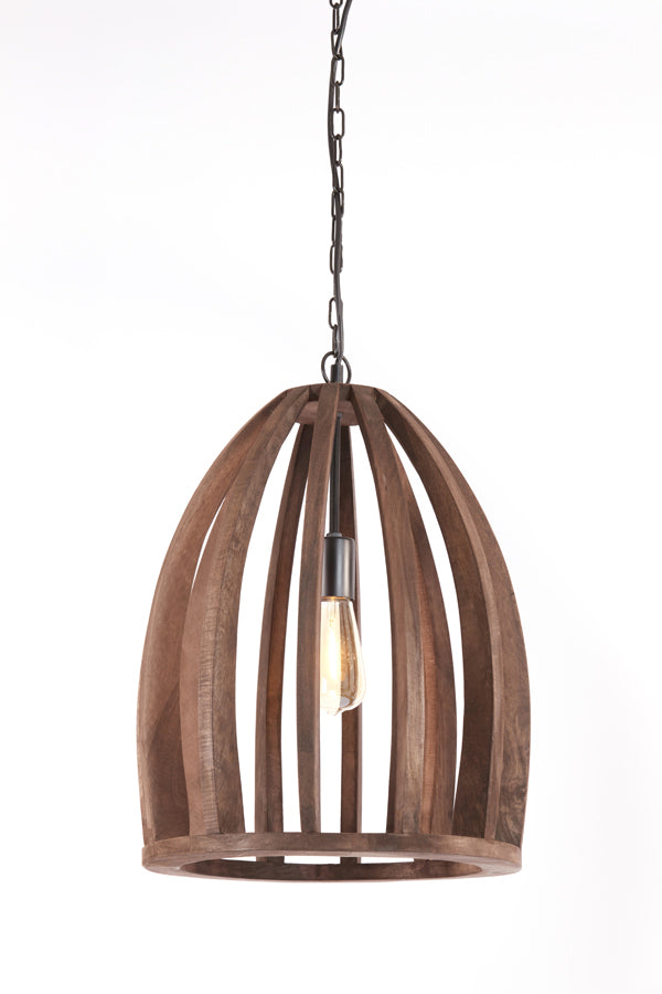 Warm Wood Pendant Light - Chocolate Brown (38x46 cm)