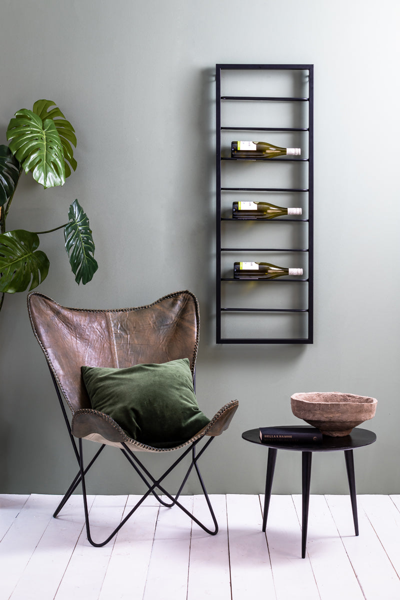 Sleek Black Macaben 8-Bottle Wine Rack, 42x6x120 cm