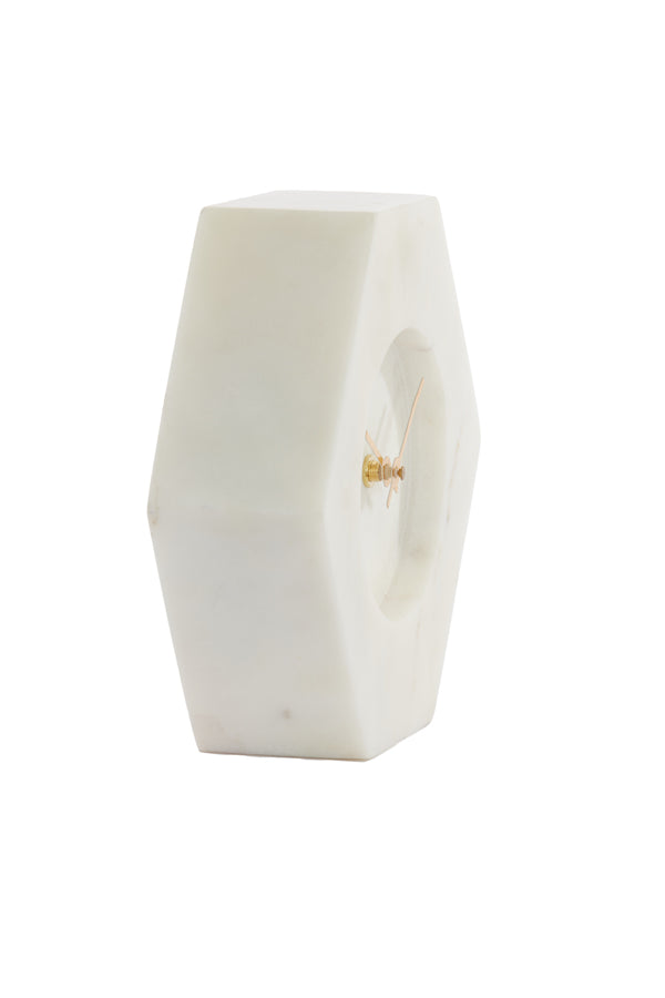 Elegant Chere White Marble Clock 19x6.5x19 cm