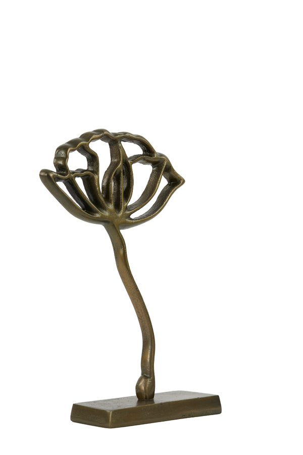 Bronze Papaveru Sculpture on Base, 22x6x36 cm