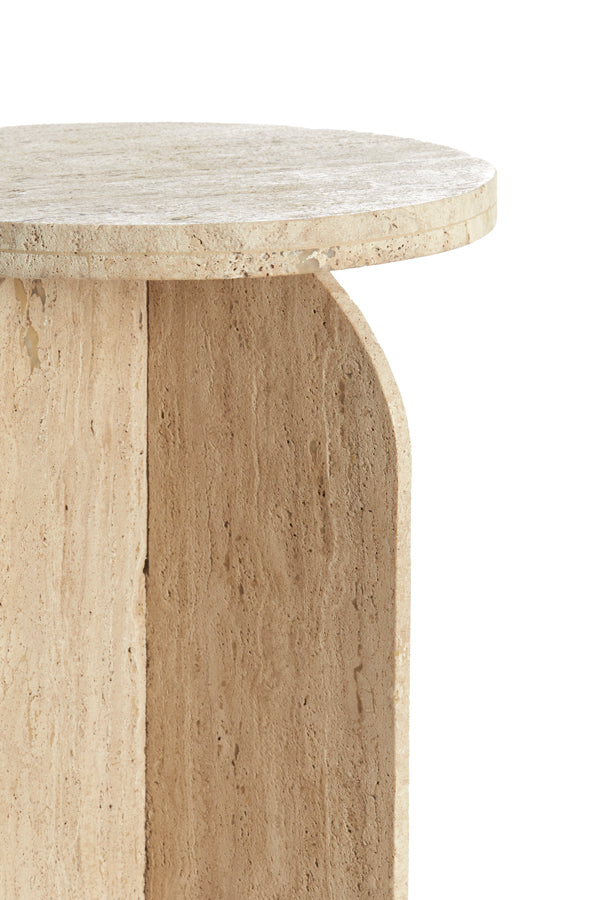 Otinia Travertine Sand Round Side Table Ø41x56 cm