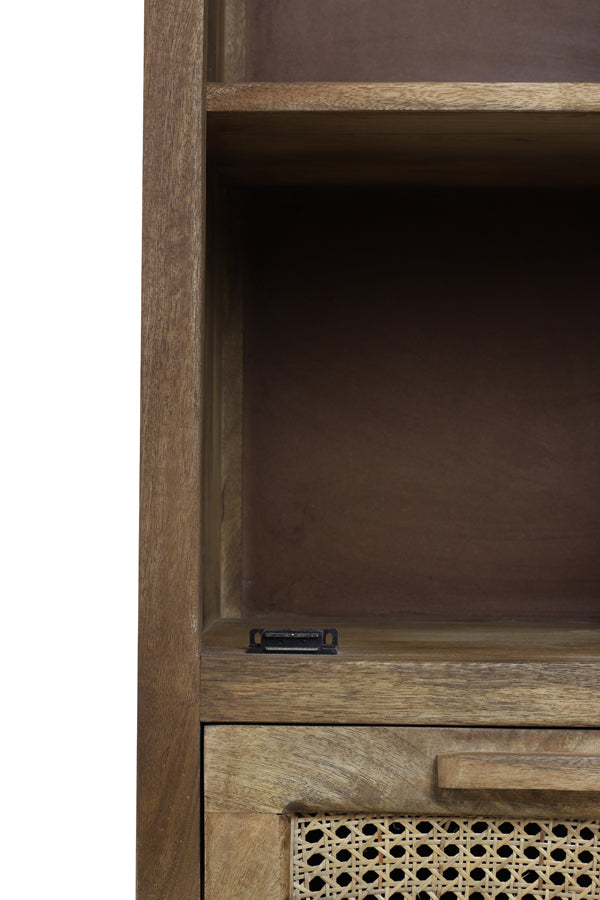 Tall Nipas Wood Cabinet with Drawer - Brown Finish, 45x40x180 cm