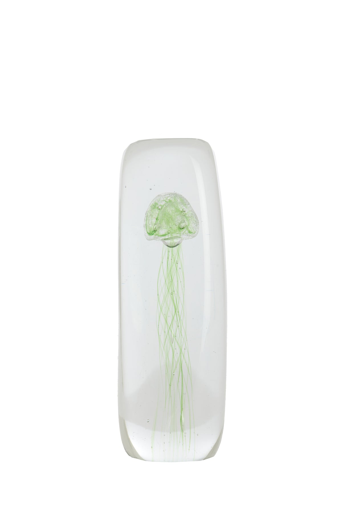 Sea Glass Jellyfish Ornament, 6x6x18.5 cm, Green