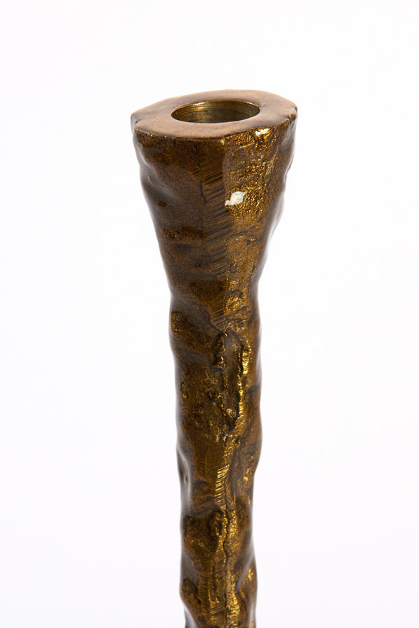 Antique Bronze Candle Holder, 41cm with a 12cm Base
