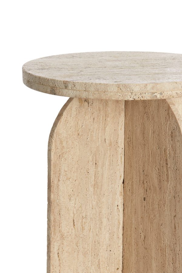 Otinia Travertine Sand Round Side Table Ø41x56 cm