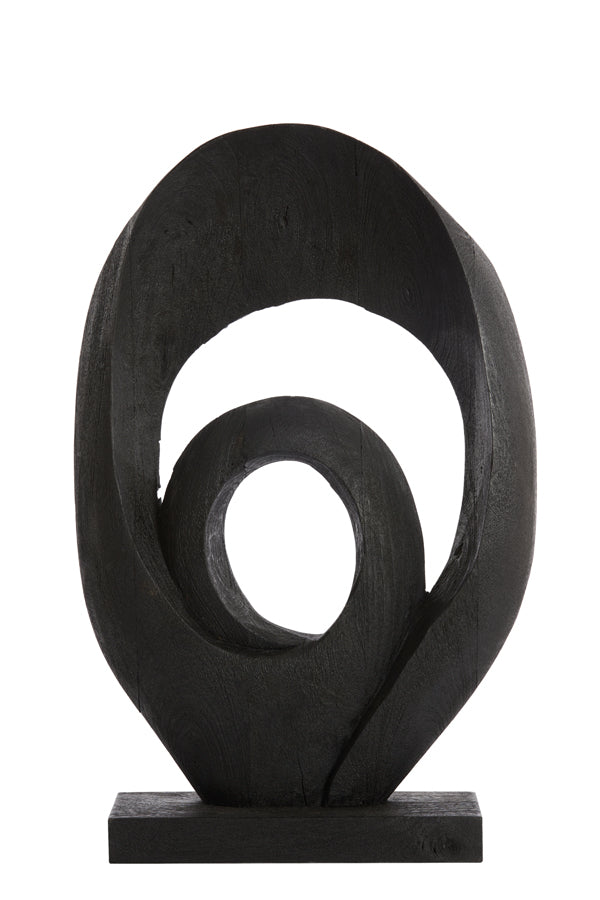Sculptural Wooden Ornament in Matte Black Finish, 40x14x60 cm