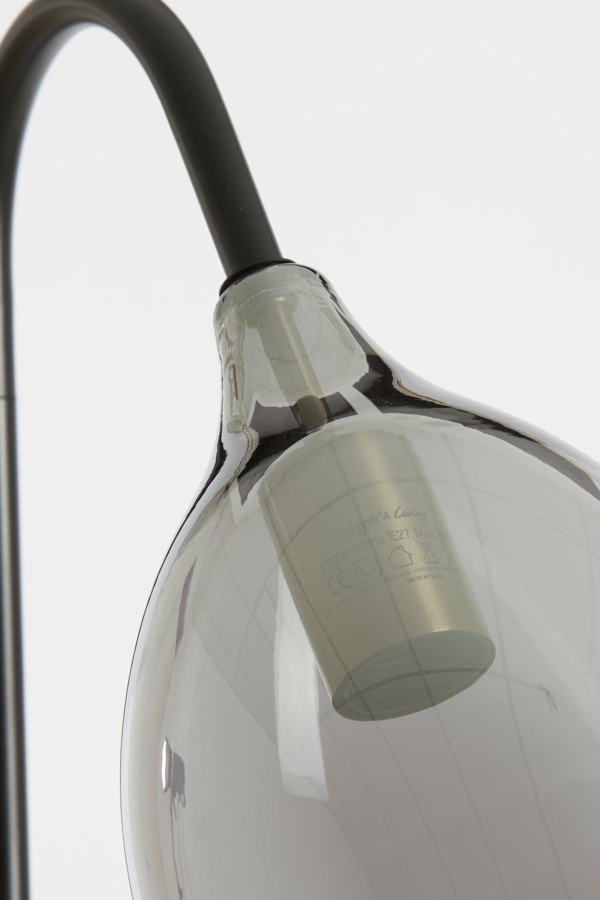Elegant Smoked Glass and Matte Black Floor Lamp - 67x30.5x160 cm