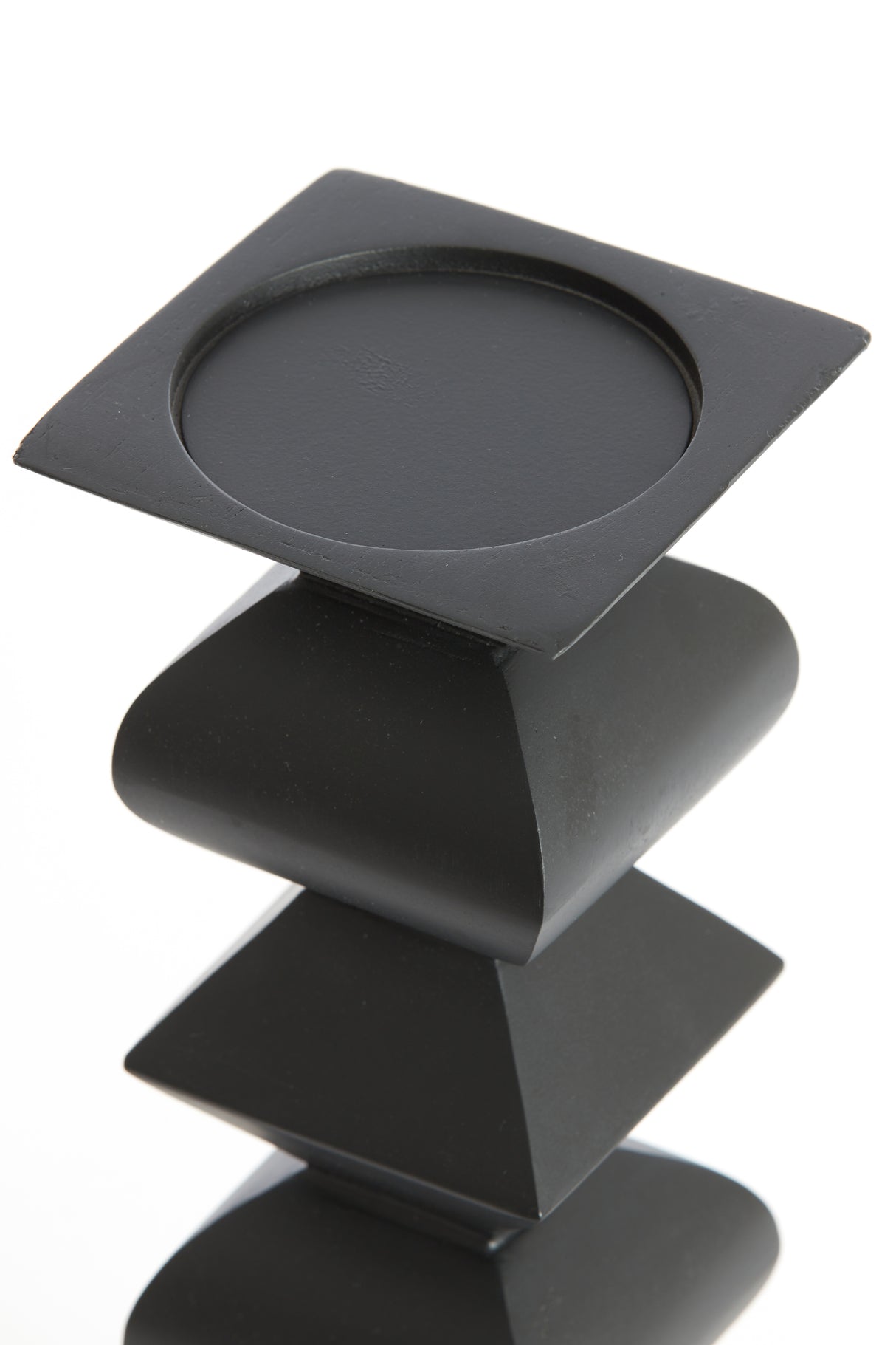 Elegant Black Wooden Candle Holder, 33.5 cm Tall