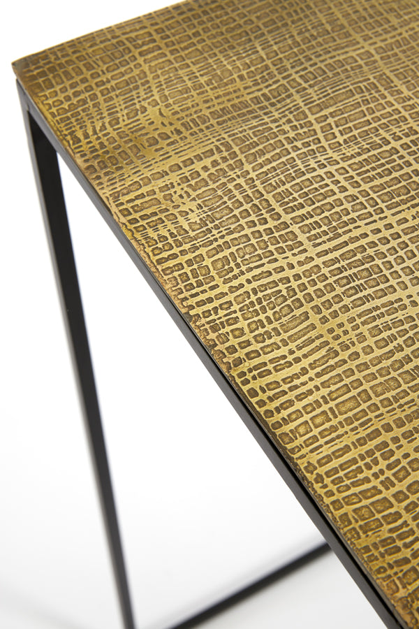 Set of 2 Console Tables in Antique Bronze and Black - Max Dimensions 119.5x30.5x78.5 cm