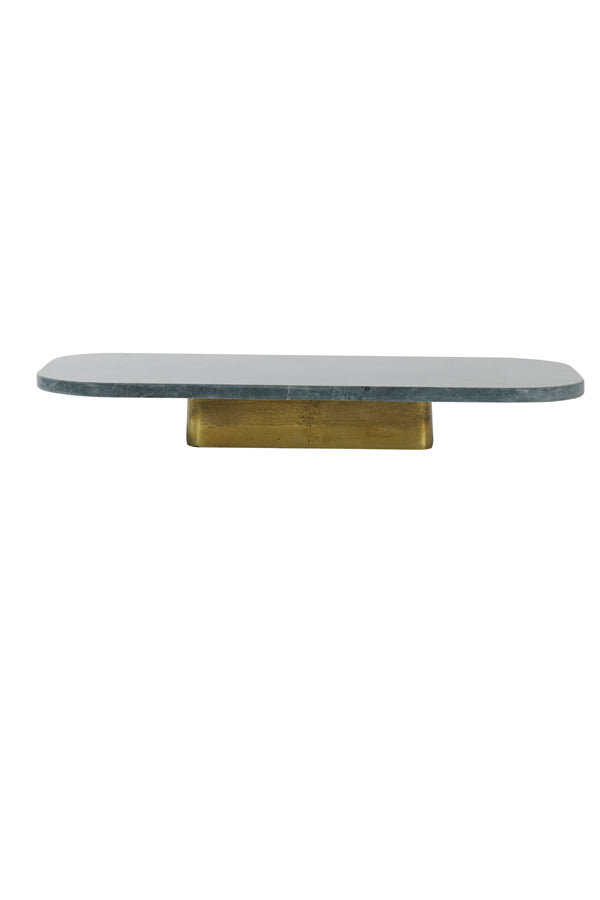 Elegant Marble Dish with Antique Bronze Base - 50x24x7 cm