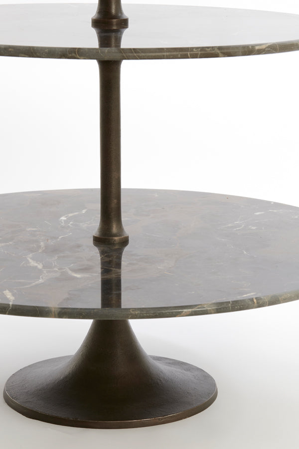 5-Tier Marble Shelving Unit, Ø79x175 cm, Dark Brown Vermentino