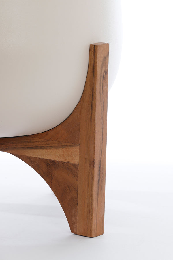 Elegant Karuna Wood Planter with Matte Cream Finish, Ø44x53 cm