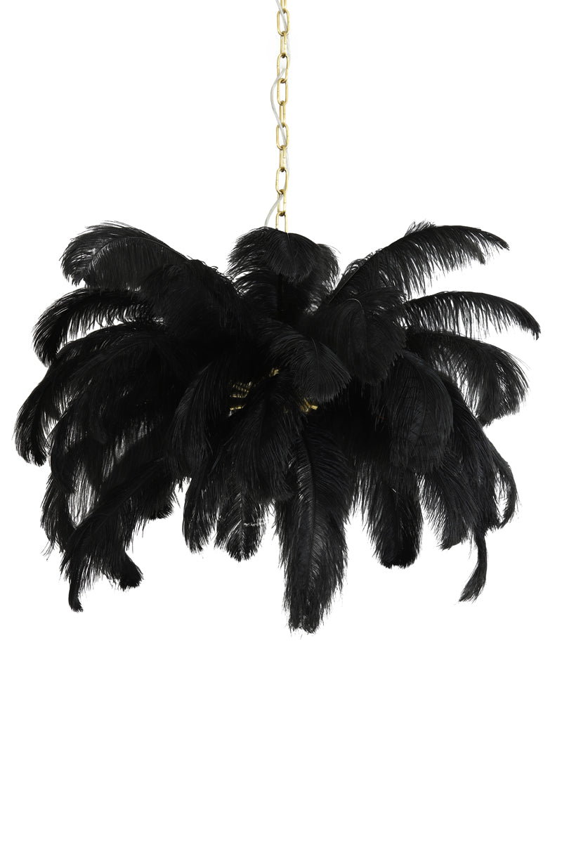 Luxurious Feather Gold & Black Chandelier - E14 Ø80 cm