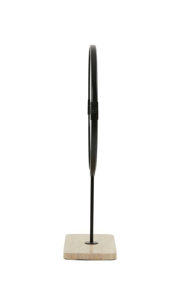 Contemporary Travertine Sand-Black Base Mirror 32.5x12.5x49 cm