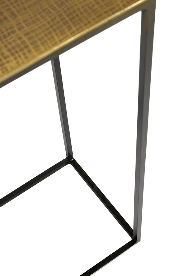 Set of 2 Console Tables in Antique Bronze and Black - Max Dimensions 119.5x30.5x78.5 cm