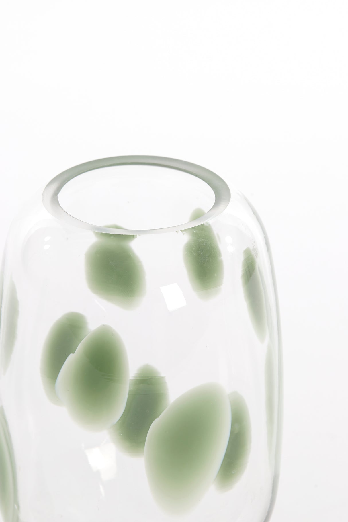 Clear-Green Grey Nenon Glass Vase, 12x16 cm