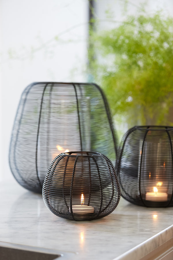 Odeto Hurricane Lantern in Matte Black with Glass - 34x31 cm