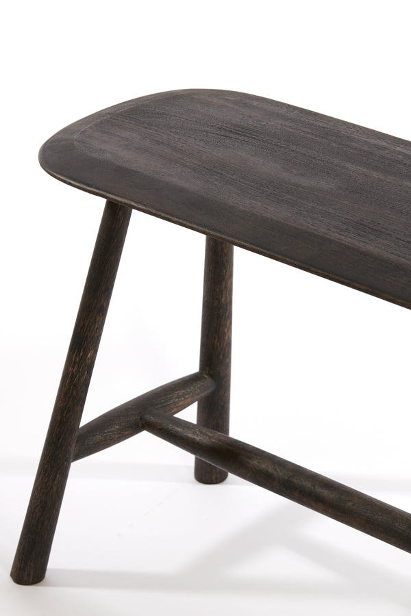 Rustic Wooden Bench with Carved Deer Accents, 90x33x46 cm, Dark Brown Finish