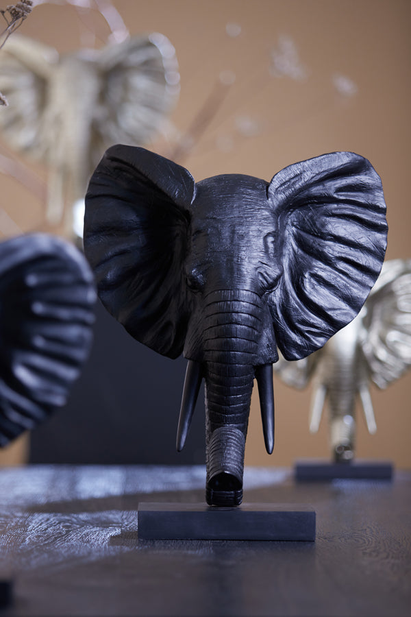 Elephant Sculpture - Matte Black 38.5x19.5x49 cm