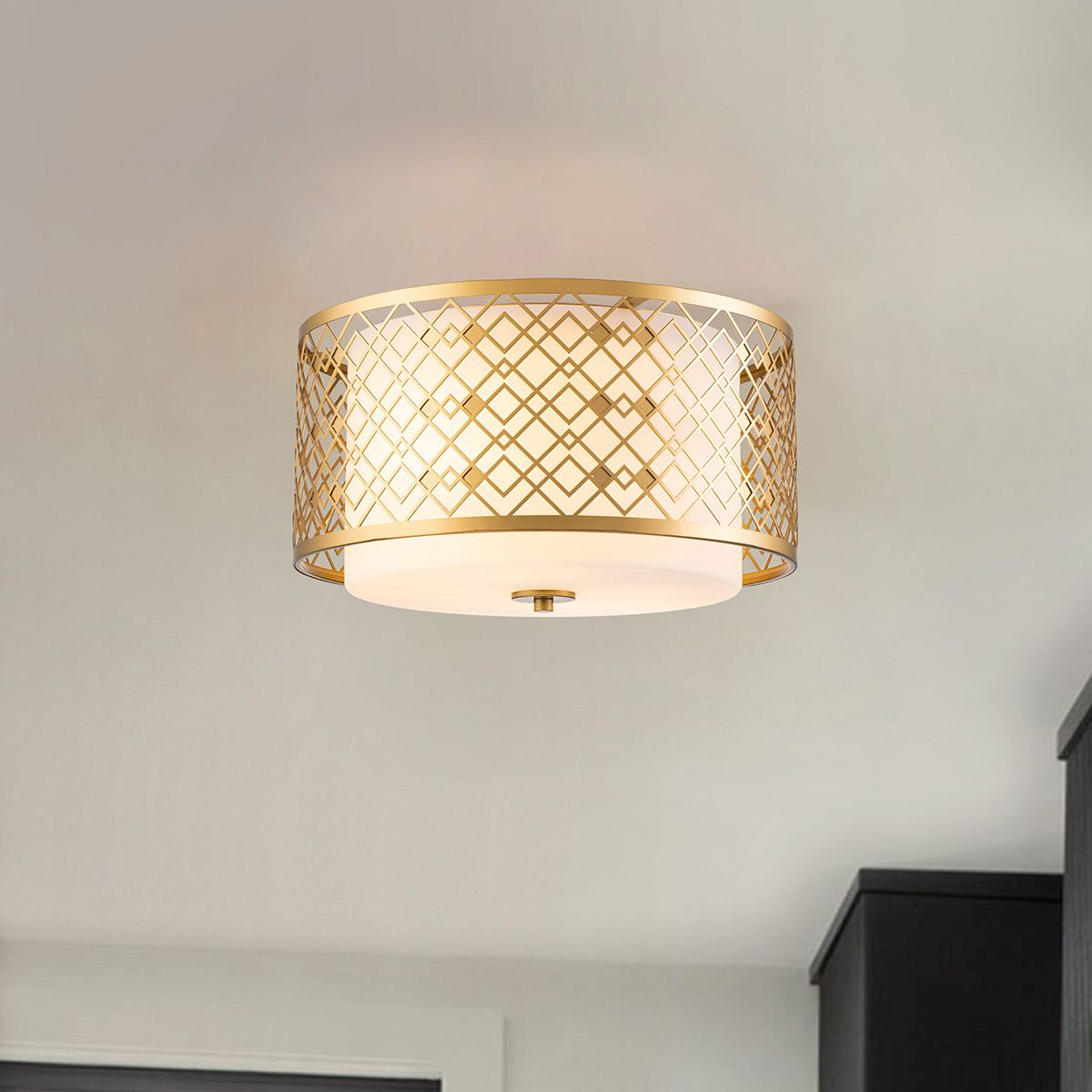Ziggy 2lt Medium Flush - Lacquered Gold Lacquered Gold