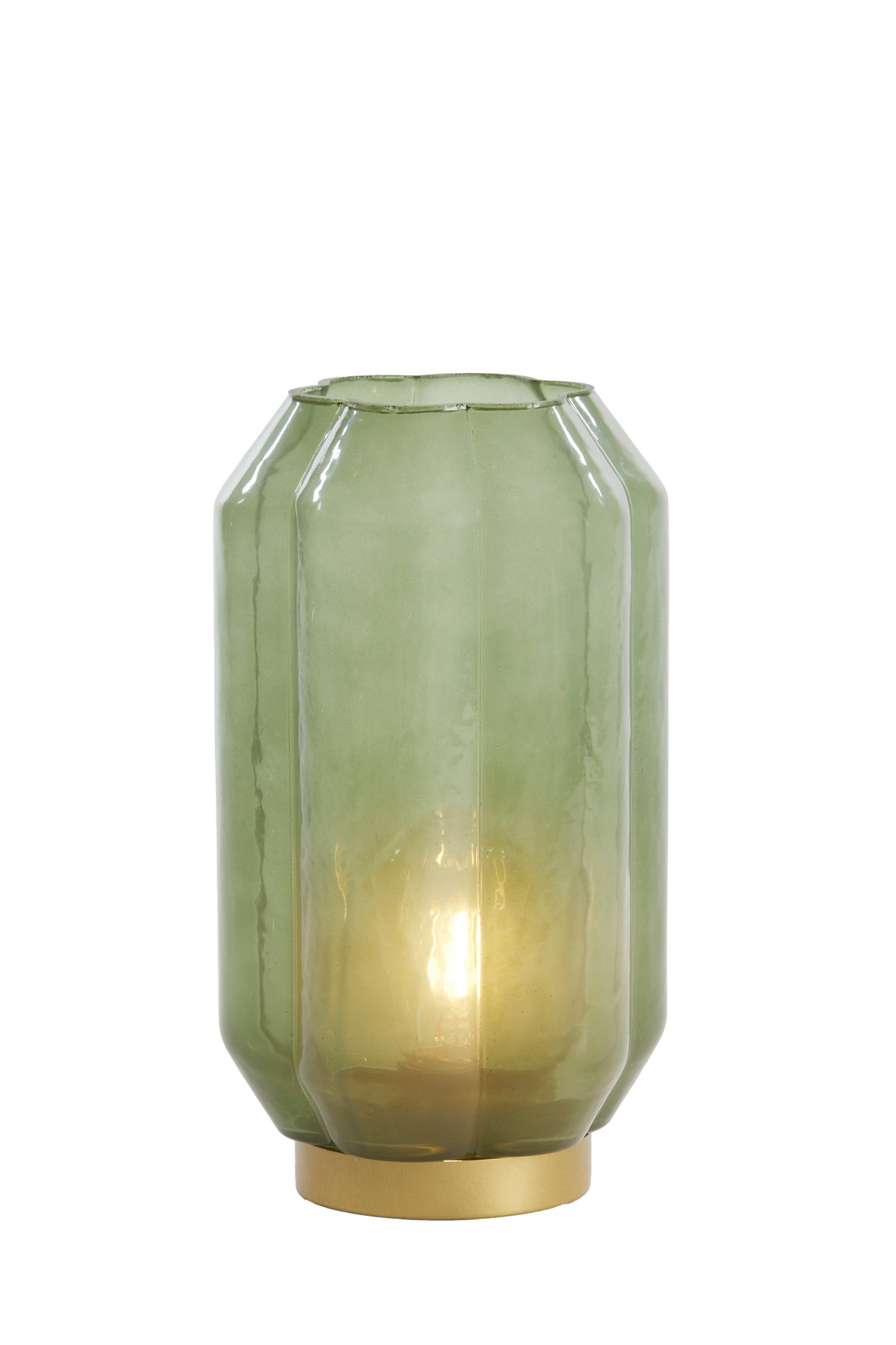Milky Green & Gold LED Glass Table Lamp - 15x27 cm Yvias