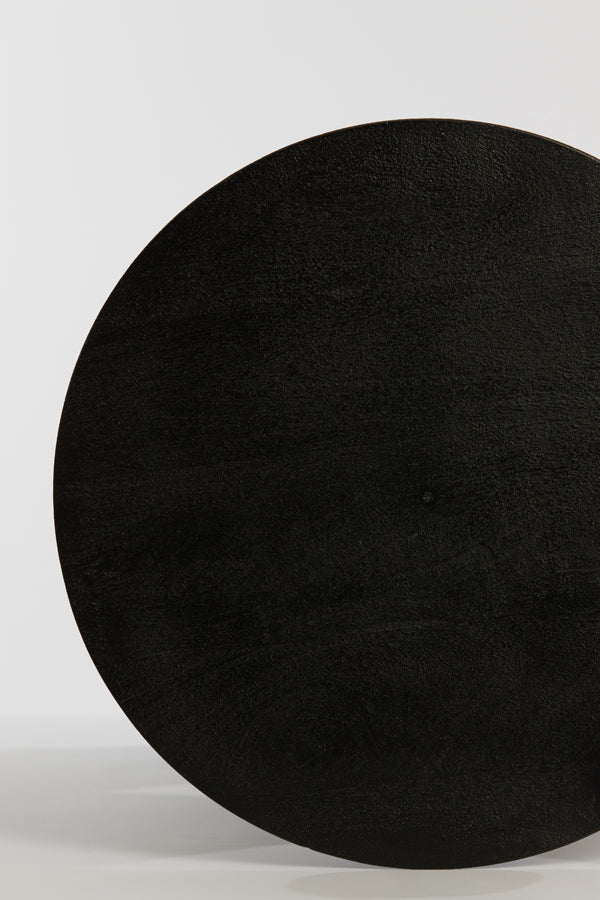 Mango Wood Round Side Table in Matte Black - 45x60 cm