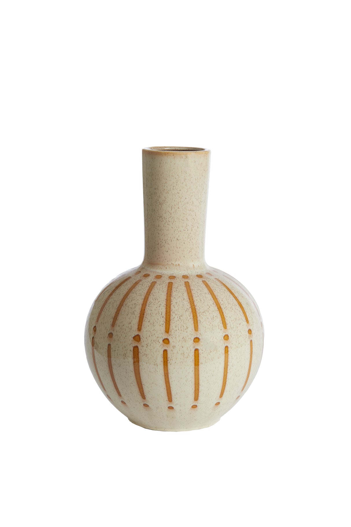 Elegant Ulloa Ceramic Vase in Shiny Cream and Brown - 34x52 cm