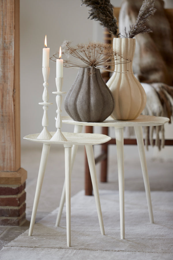 Elegant Cream Round Side Table - 46x44 cm