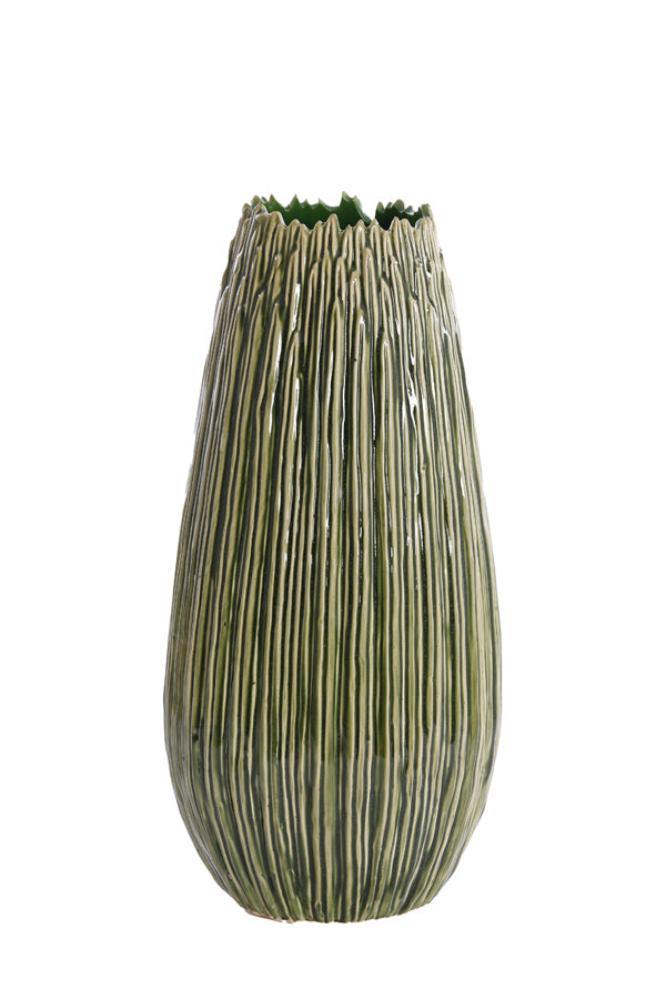 Elegant Dark Green Ceramic Vase Ø24.5x52 cm - Kopra Collection