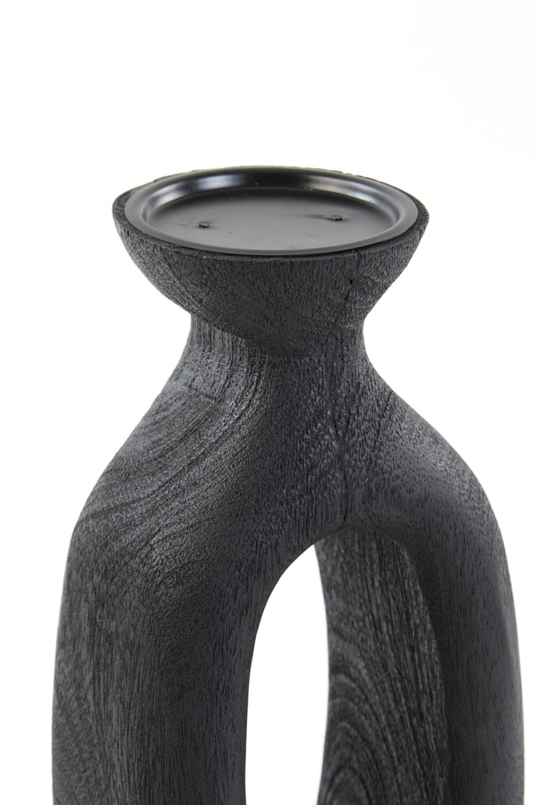 Django Black Matte Wooden Candle Holder 14x12x45 cm