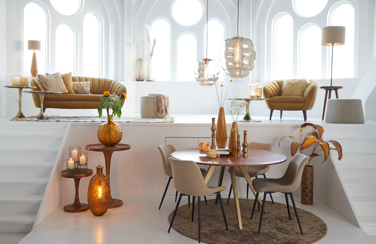 Elegance in Light: Misty Amber and Gold Hanging Lamp (Ø30x37 cm)