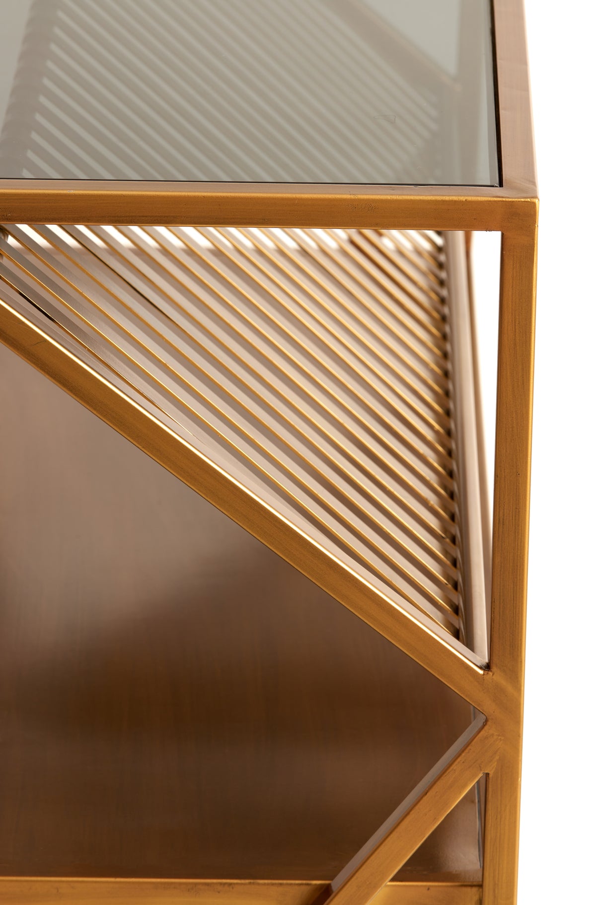 Ezra Console Table 120x40x80 cm - Smoked Glass & Antique Bronze Finish