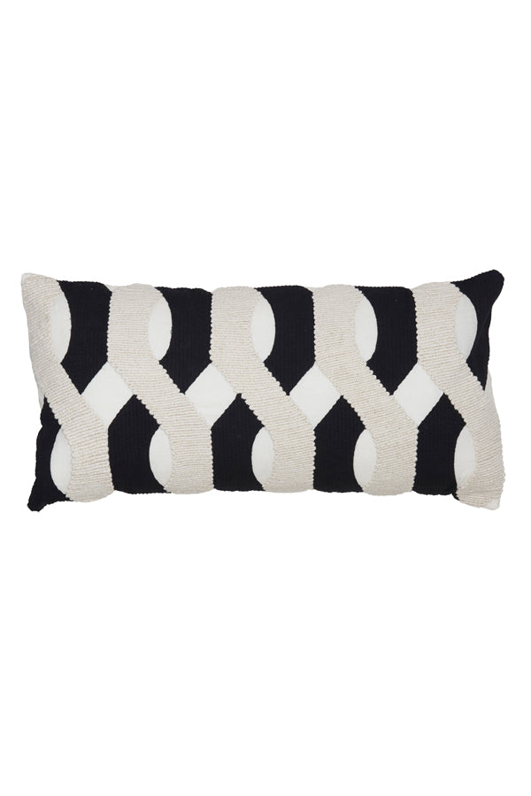 Elegant Bendigo Cushion in Beige, Gold, and Black - 60x30 cm