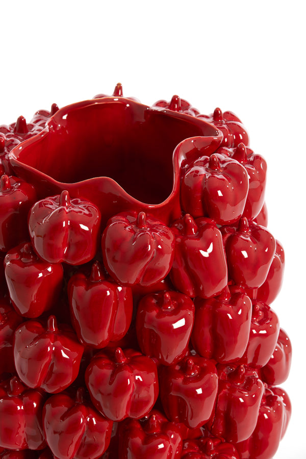 Shiny Red Ceramic Bellpepper Vase 35x33x47cm Decorative Piece
