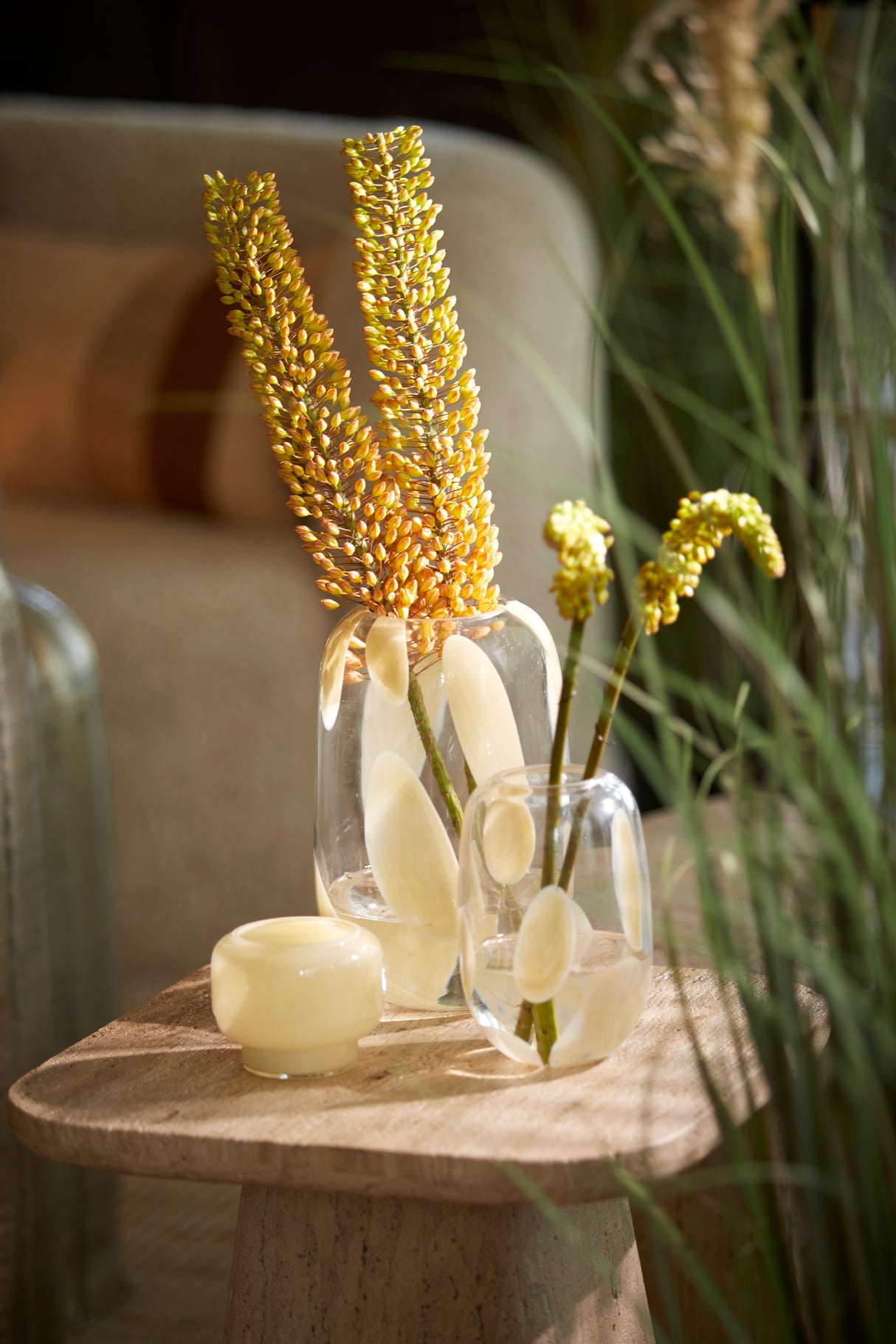 Elegant Clear-Cream Glass Vase Ø12x16 cm – Nenon Collection