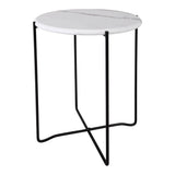 Azzate Round Rolled Edge Side Table White Marble Effect