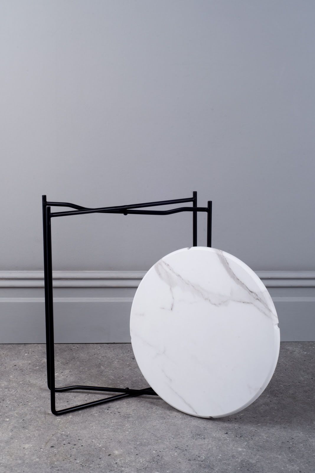 Azzate Round Rolled Edge Side Table White Marble Effect