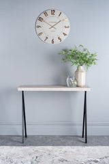 Data Console Table Light Grey Marble Effect