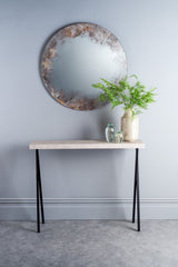 Data Console Table Light Grey Marble Effect