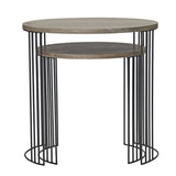 Drum Nest of 2 Round Tables Oak Effect