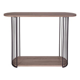 Drum Console Table Oak Effect and Matt Black