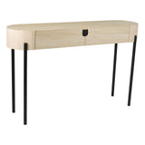 Ioana Console Table Travertine Effect and Matt Black