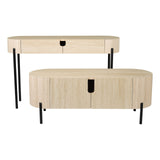 Ioana Console Table Travertine Effect and Matt Black