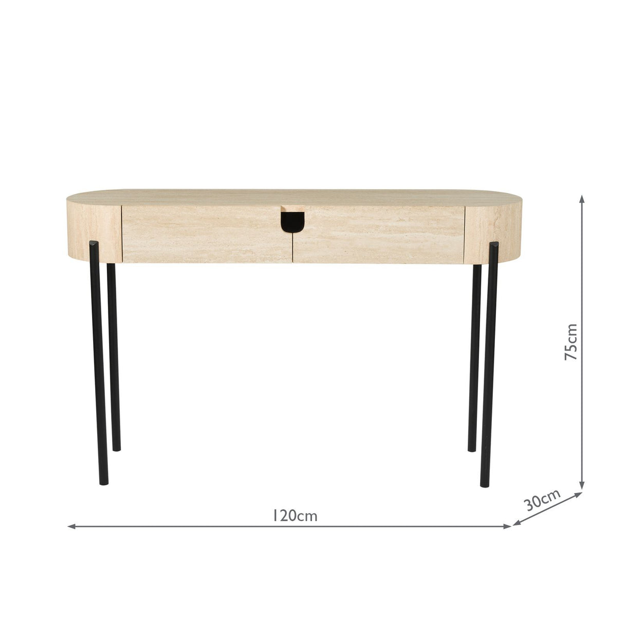 Ioana Console Table Travertine Effect and Matt Black